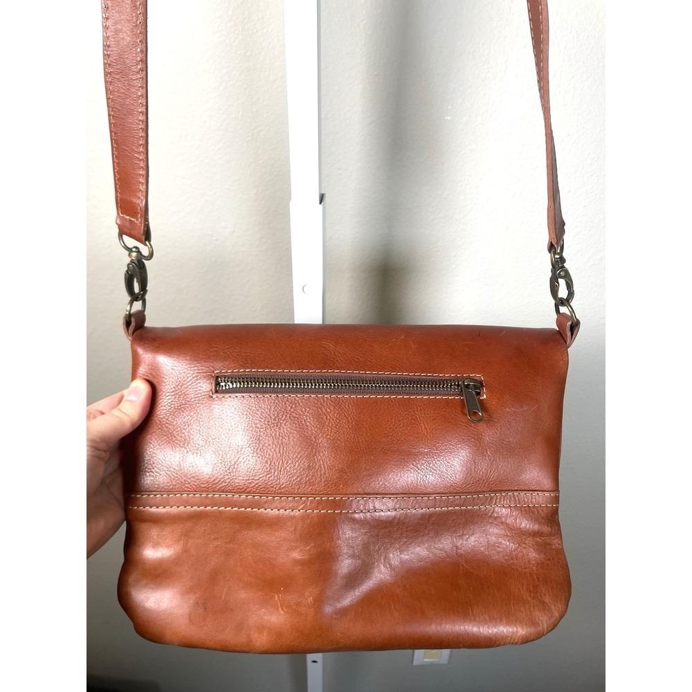 Buffalo Jackson Brown Leather Fold Over Crossbody  Bag Handbag Purse Madison - Picture 5 of 14